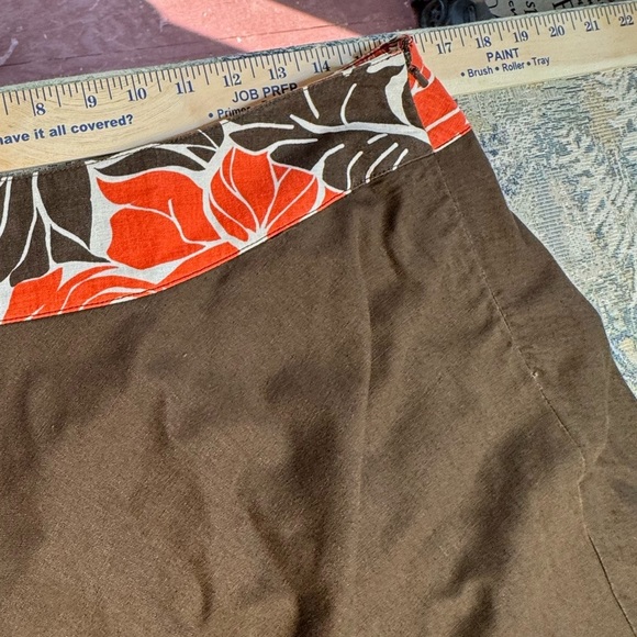 Bob Timberlake Linen Blend Floral Brown and Red Women's Full‎ Skirt Sz 8 EUC - Picture 7 of 9